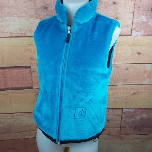 VOLCOM Snow reversible down puffer furby vest - Picture 6 of 9